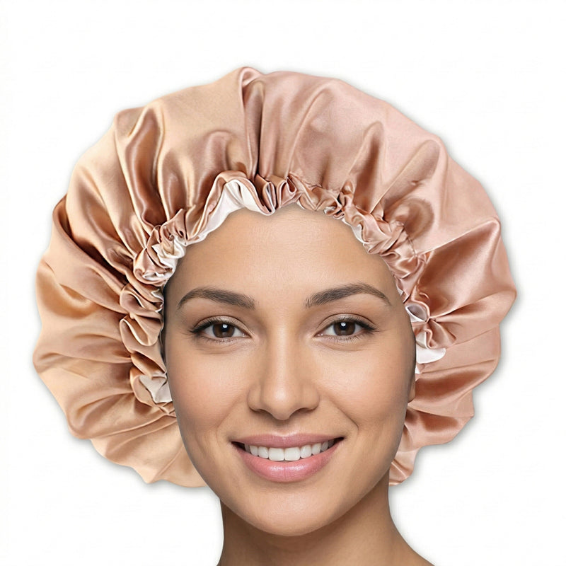 African Fabs Khaki Satin Hair Bonnet Reversable