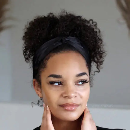 African Fabs Satin Headband With Twist Black