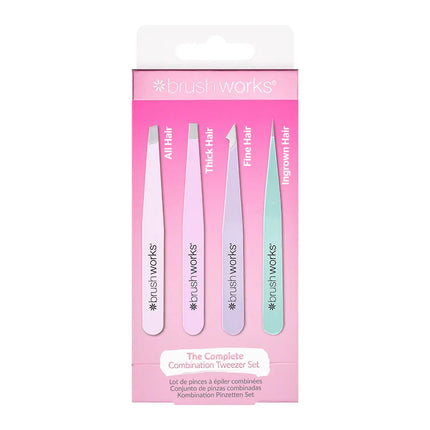 Brushworks 4 Piece Combination Tweezer Set Pastels