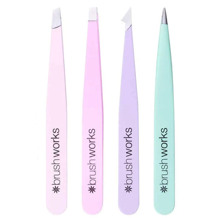 Brushworks 4 Piece Combination Tweezer Set Pastels