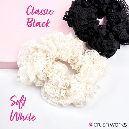 Brushworks Lace Scrunchies Black & White