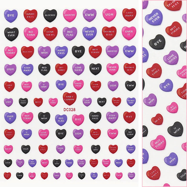 Daily Charme Valentine 3D Embossed Nail Art Sticker Anti-Sweet Talk
