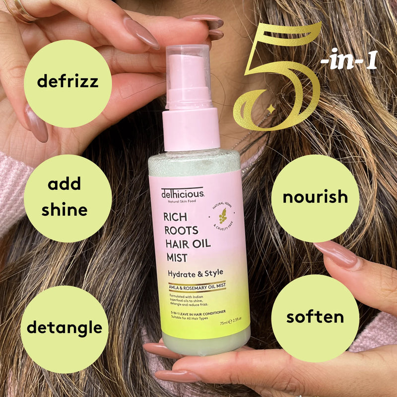 Delhicious Rich Roots 5-in-1 Hair Oil Mist Leave In Conditioner