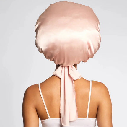Kitsch Adjustable Oversized Satin Bonnet Blush