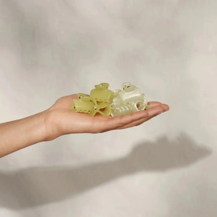 Kitsch Mini Jelly Cloud Clips 8pc Set Pearlized Cream & Butter Yellow