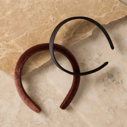 Kitsch Satin & Velvet Headbands Black/Cocoa
