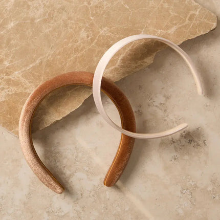 Kitsch Satin & Velvet Headbands Creme & Caramel