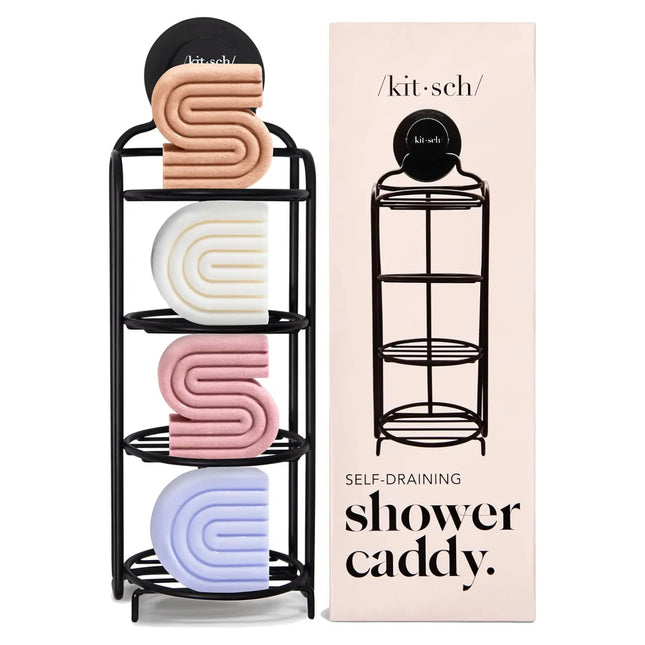 Kitsch Self Draining Shower Caddy Black