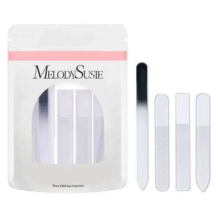 MelodySusie Double Sided 360 Grit Glass Nail File Set 4Pcs