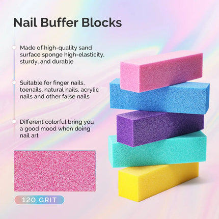 MelodySusie Professional Nail Files & Buffers 100/180 Grit 16Pcs
