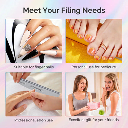 MelodySusie Professional Nail Files & Buffers 100/180 Grit 16Pcs