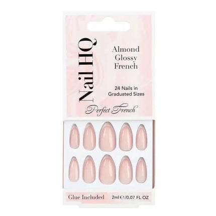 Nail HQ Almond Glossy French Nails