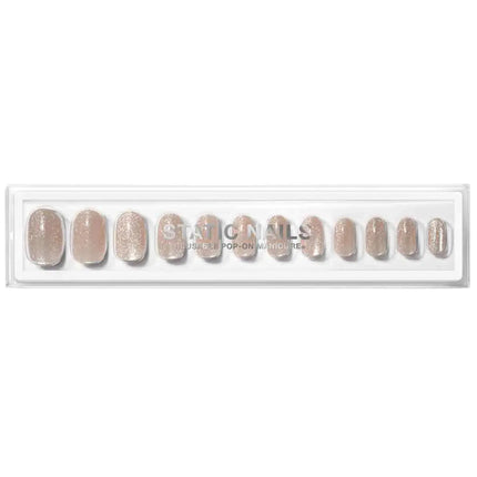 Static Nails Reusable Pop-On Manicure Pops For Champagne Velvet Round