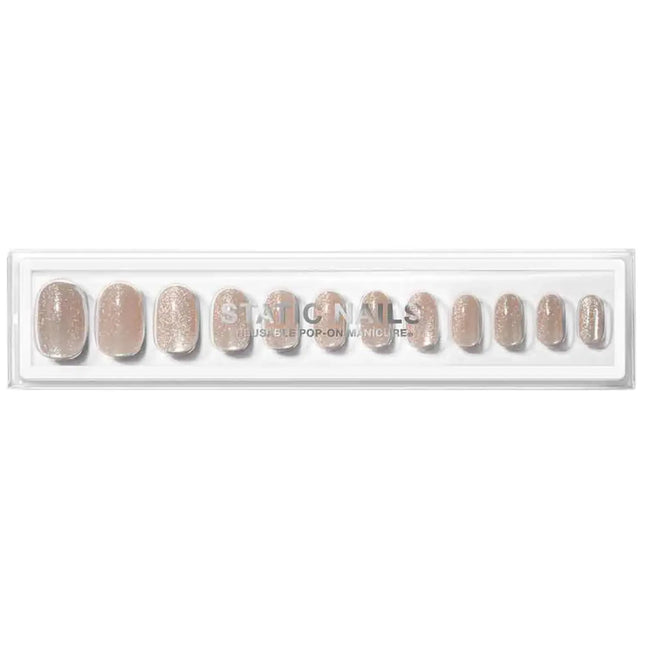 Static Nails Reusable Pop-On Manicure Pops For Champagne Velvet Round