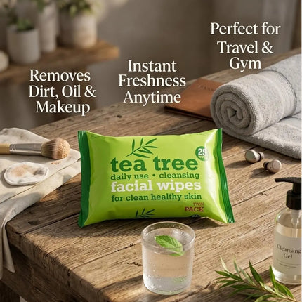 XBC Tea Tree Facial Wipes Twin Pack